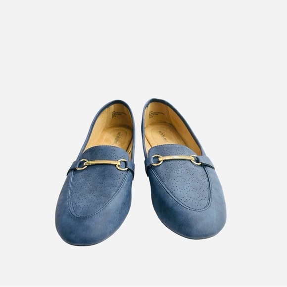 White Mt Womens size 9.5W. Blue Faux Suede Slip On Loafer Flats - Picture 3 of 11